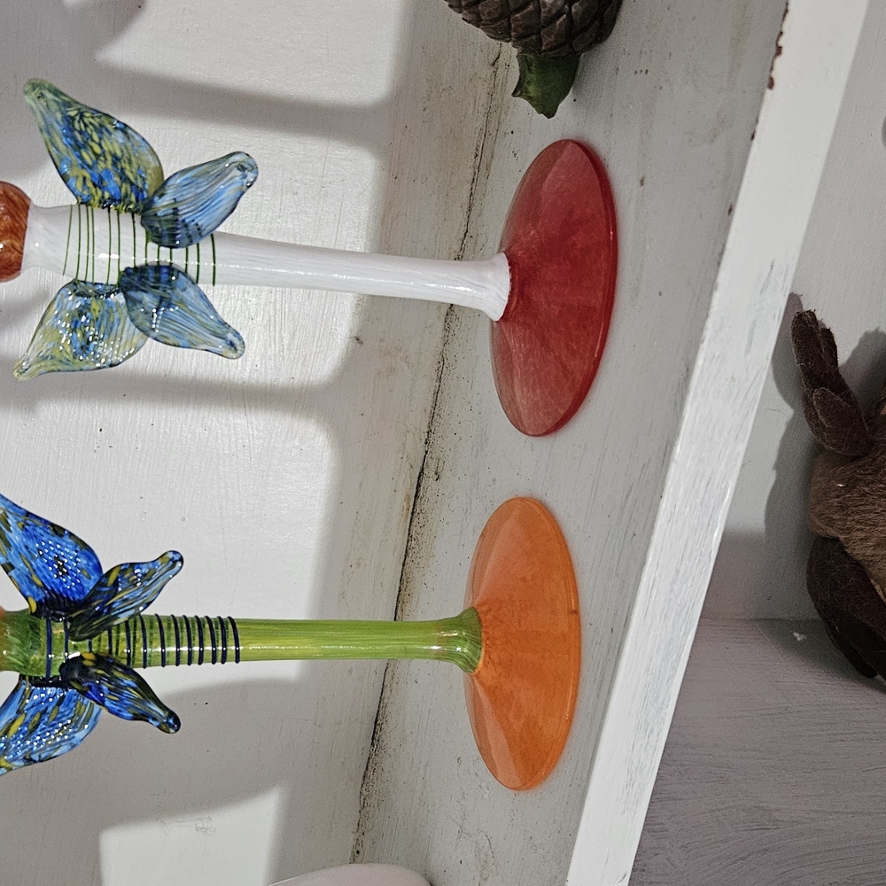 Colorful Glass Butterfly Drink And Bar Ware Martini Champagne - Picture 8 of 12